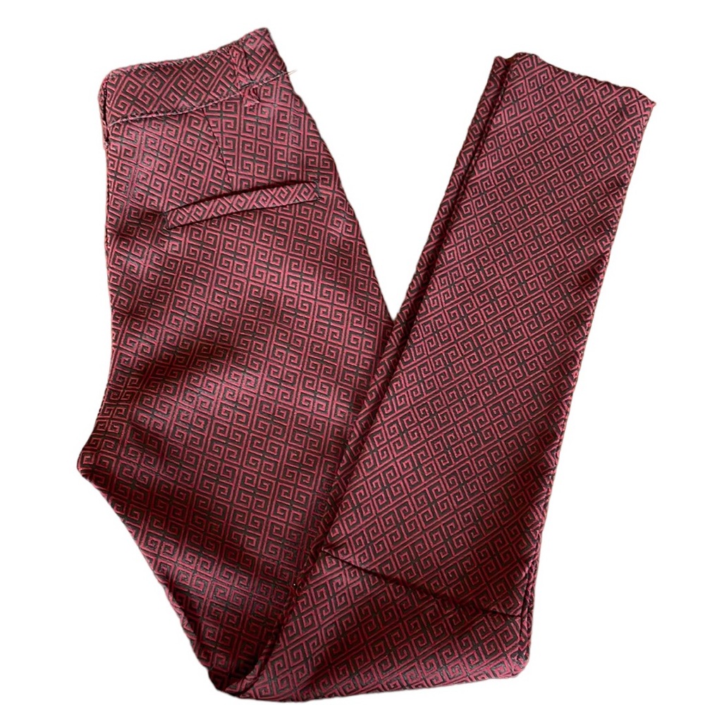 Stoosh Sophie Leggings Side Zip Bordeaux Burgundy Black Abstract Print Sz 1 NEW